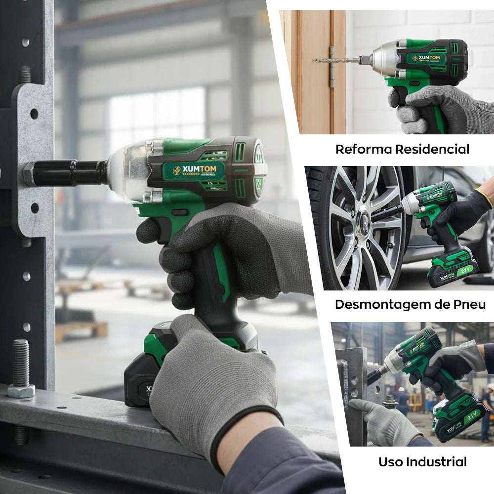Chave de Impacto Elétrica 21V 400Nm com 2 Baterias + Maleta - Parafusadeira Profissional