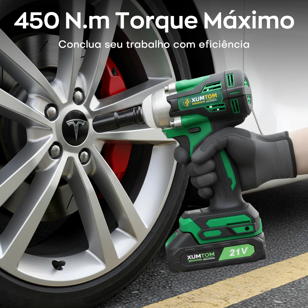 Chave de Impacto Elétrica 21V 400Nm com 2 Baterias + Maleta - Parafusadeira Profissional