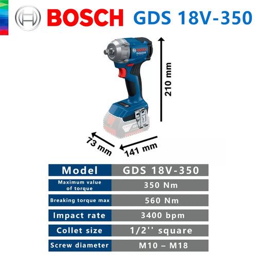 Chave Impacto Bosch GDS 18V-350 350Nm 1/2" - D.M.A Loja Tech